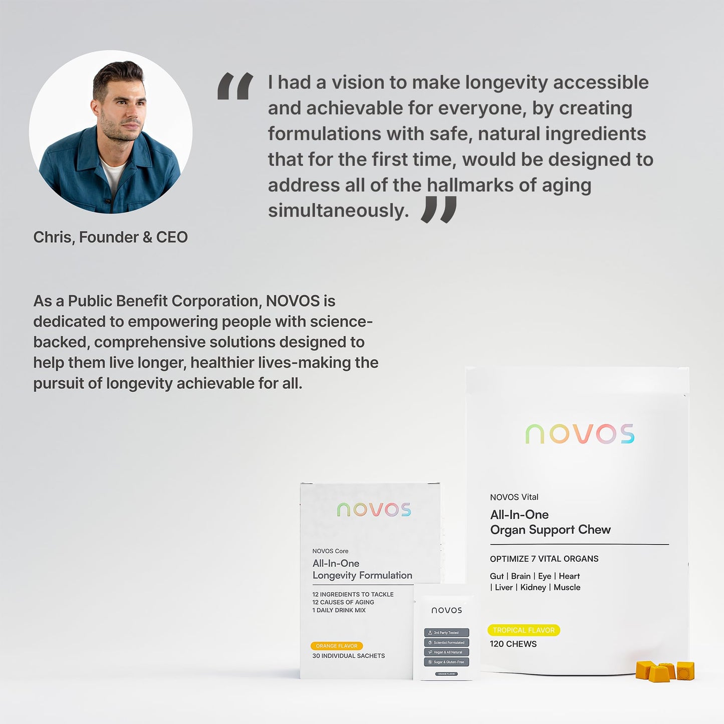 NOVOS Core Longevity Mix – Anti-Aging Drink Powder, 30 Servings