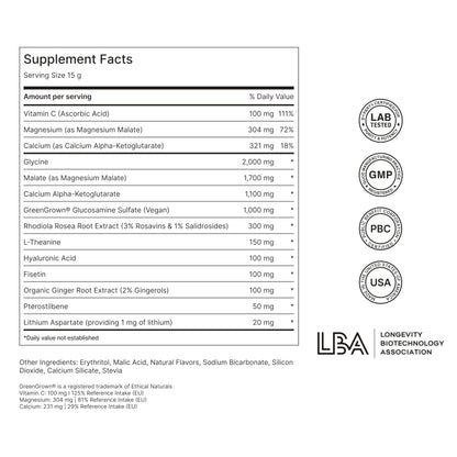 NOVOS Core Longevity Mix - Orange Flavor Powder for Skin, Energy, Mood & Cognition - 30 Servings