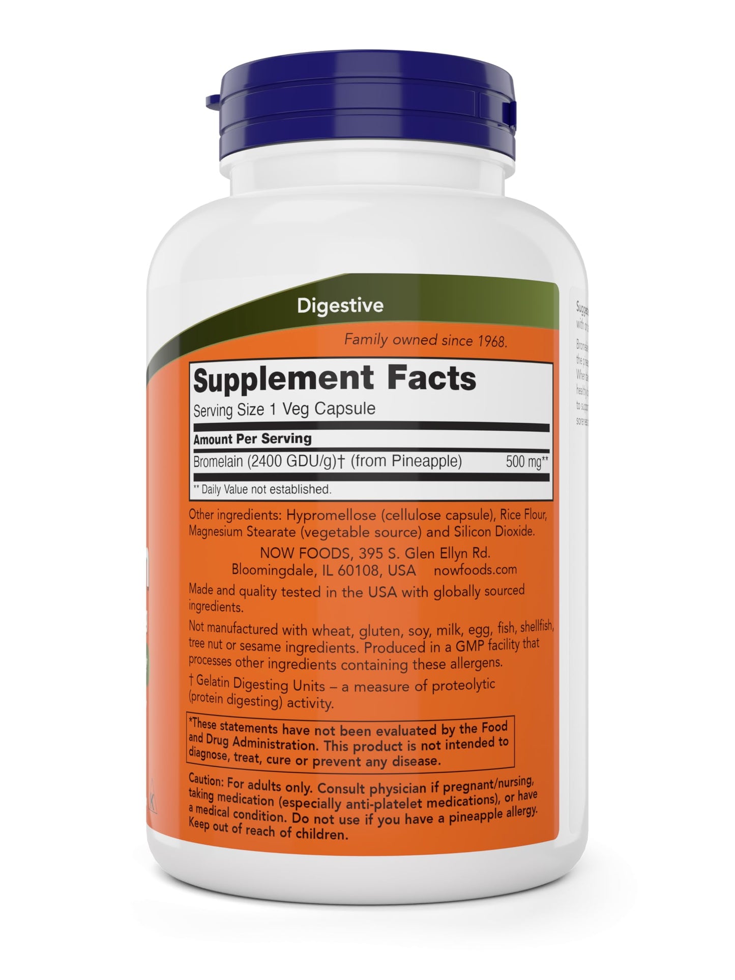Now Bromelain 500 mg – 200 Veg Capsules (Pack of 2) Non-GMO, Vegan | Now Foods
