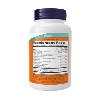 NOW Cal-Mag Caps with Zinc, Copper, Manganese & Vitamin D – 120 Caps