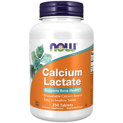 NOW Calcium Lactate - Bioavailable Calcium for Bone Health (250 Tablets)