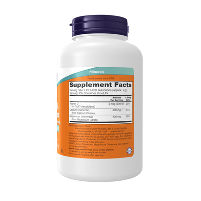 NOW Foods Calcium & Magnesium Citrate Powder with Vitamin D3, 8-Ounce – Bone Health