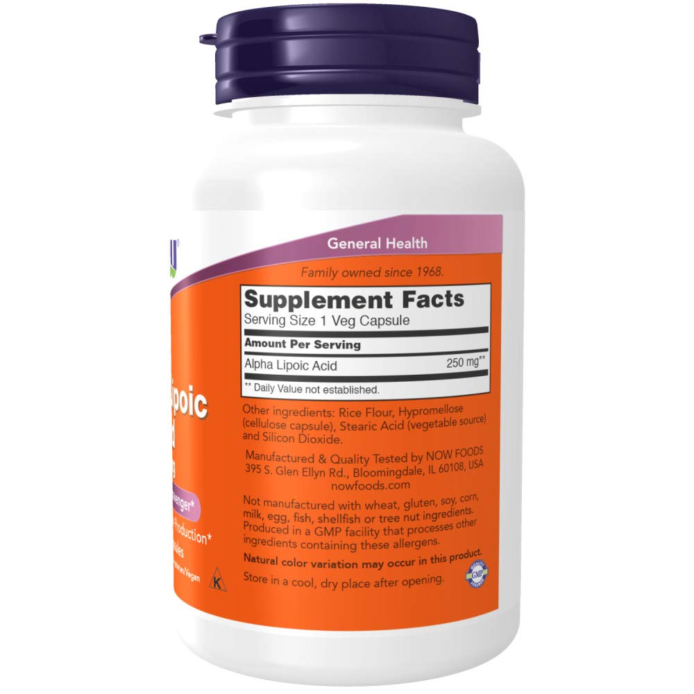 NOW Foods Alpha Lipoic Acid 250 mg – 120 Veg Capsules (2 Pack)