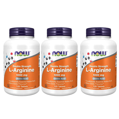 NOW Foods L-Arginine 1000 mg – 360 Tablets (Pack of 3) | Non-GMO, Kosher, Made in USA