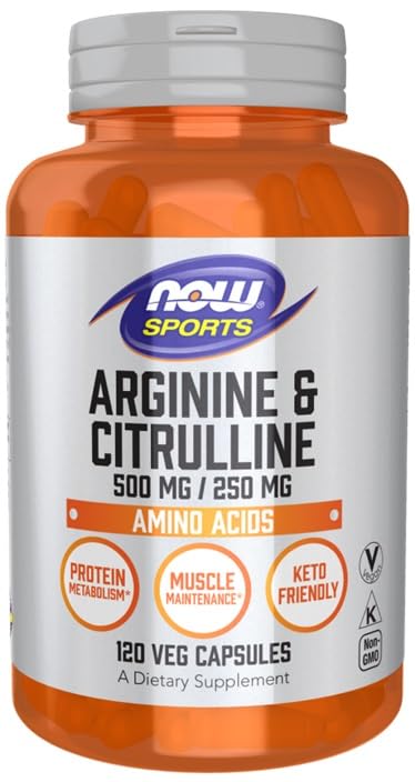 Now Foods Arginine 500mg with Citrulline 250mg – 120 Capsules