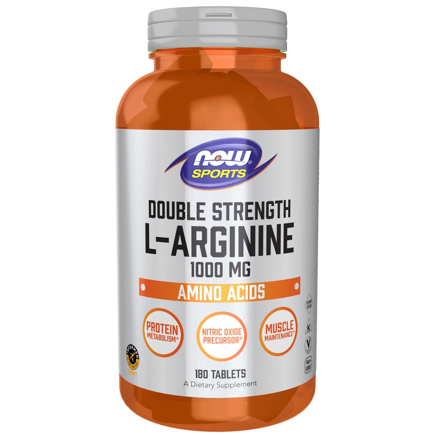 NOW Foods L-Arginine Double Strength 1000 mg - Nitric Oxide Precursor | 180 Tablets