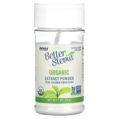 Now Foods Better Stevia Powder Organic – Zero Calorie Sweetener (1 oz)