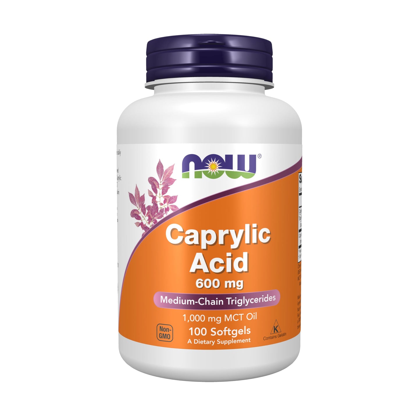 NOW Foods Caprylic Acid 600 mg MCT (Medium-Chain Triglycerides) - 100 Softgels