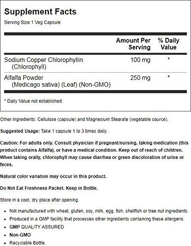 NOW Foods Chlorophyll 100 mg | 90 Veg Capsules | Free Radical Scavenger