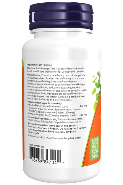 NOW Foods Supplements, EGCg Green Tea Extract 400 mg, Free Radical Scavenger*, 90 Veg Capsules