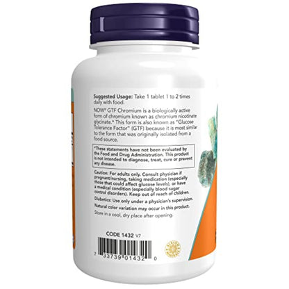 NOW Foods GTF Chromium 200 mcg – Insulin Co-Factor, 250 Tablets