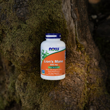 NOW Foods Lion's Mane 500 mg – Organic Super Mushroom, 60 Veg Capsules