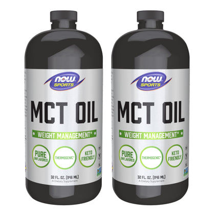 NOW Foods MCT Oil 32 oz Pack of 2 – Coconut-Derived, Keto-Friendly, Plant-Based