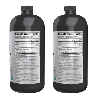 NOW Foods MCT Oil 32 oz Pack of 2 – Coconut-Derived, Keto-Friendly, Plant-Based