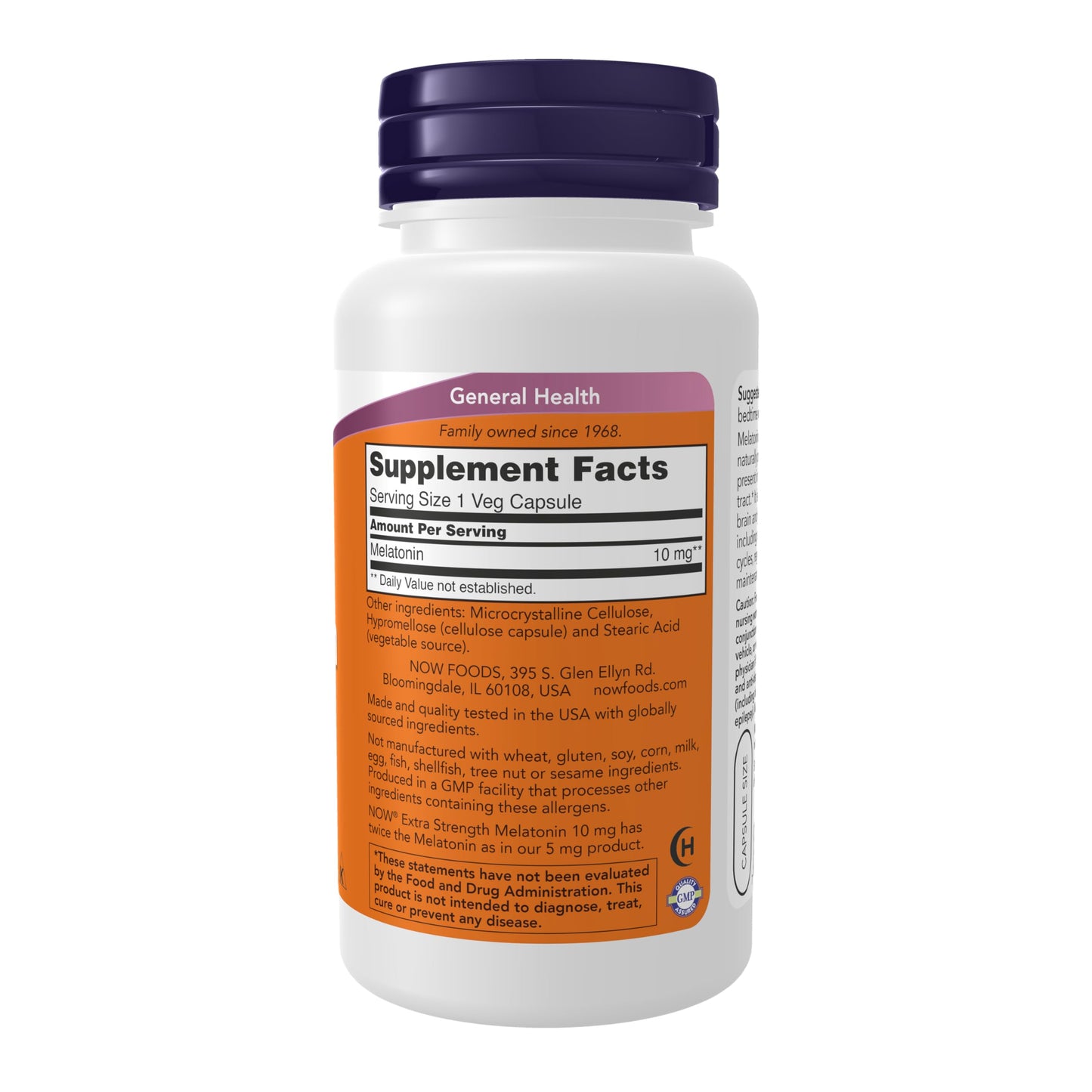 NOW Foods Melatonin 10 mg Extra Strength – Free Radical Scavenger, Healthy Sleep Cycle, 100 Veg Capsules