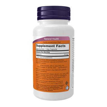 NOW Foods Melatonin 10 mg Extra Strength – Free Radical Scavenger, Healthy Sleep Cycle, 100 Veg Capsules