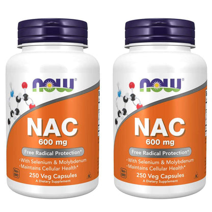 Now Foods NAC 600mg N-Acetyl Cysteine - 250 Vcaps (500/250x2)