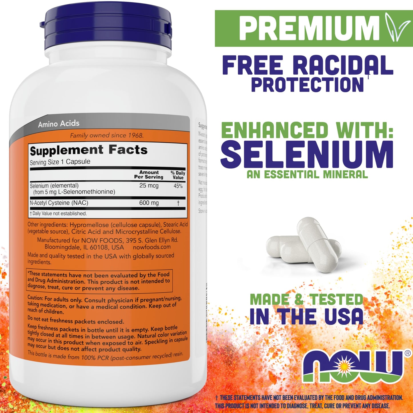 NOW Foods NAC 600 mg with Selenium - 400 Capsules | N-Acetyl Cysteine Supplement
