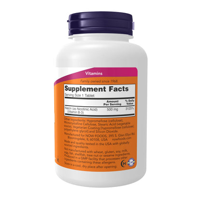 NOW Foods Niacin 500 mg Sustained Release – Vitamin B-3, 250 Tablets