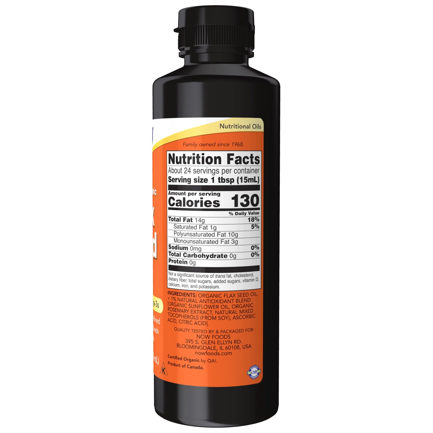 NOW Foods Organic Flax Seed Oil – Cold-Pressed, Unrefined (12 oz)