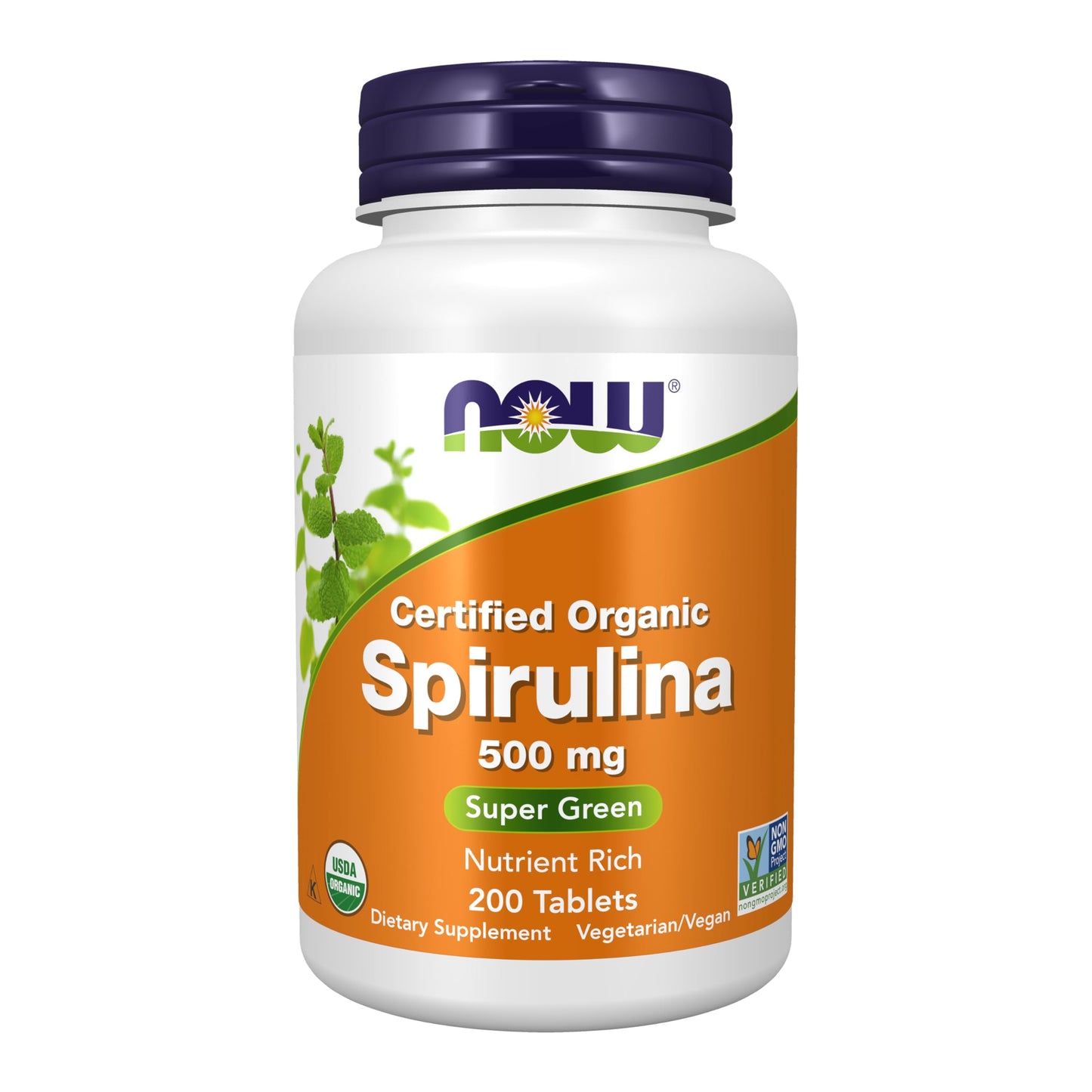NOW Foods Organic Spirulina 500 mg - 200 Tablets | Organic, Non-GMO, Vegan