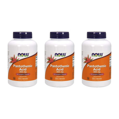 NOW Foods Pantothenic Acid 500 mg – 250 Capsules (3 Pack)