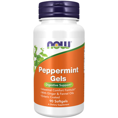 NOW Foods Peppermint Gels with Ginger & Fennel – Enteric Coated, Digestive Support, 90 Softgels