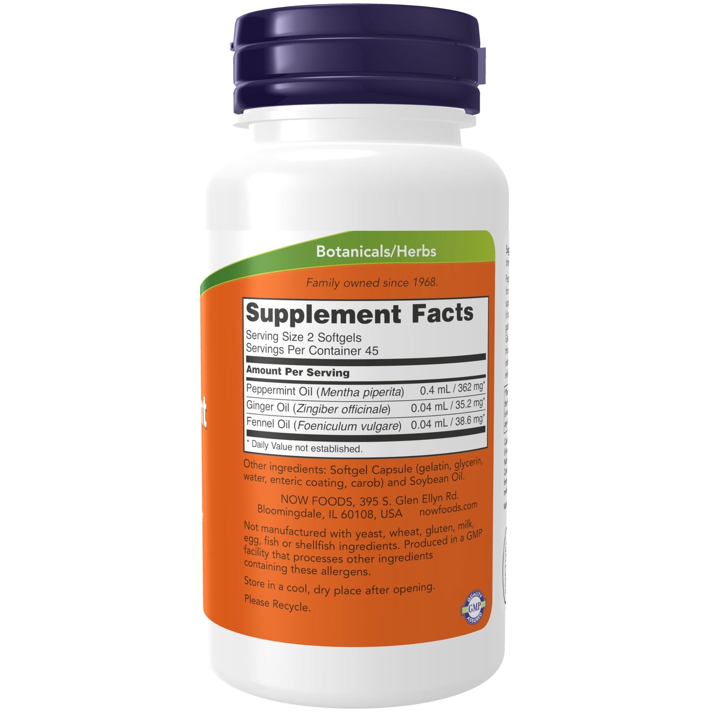 NOW Foods Peppermint Gels with Ginger & Fennel – Enteric Coated, Digestive Support, 90 Softgels