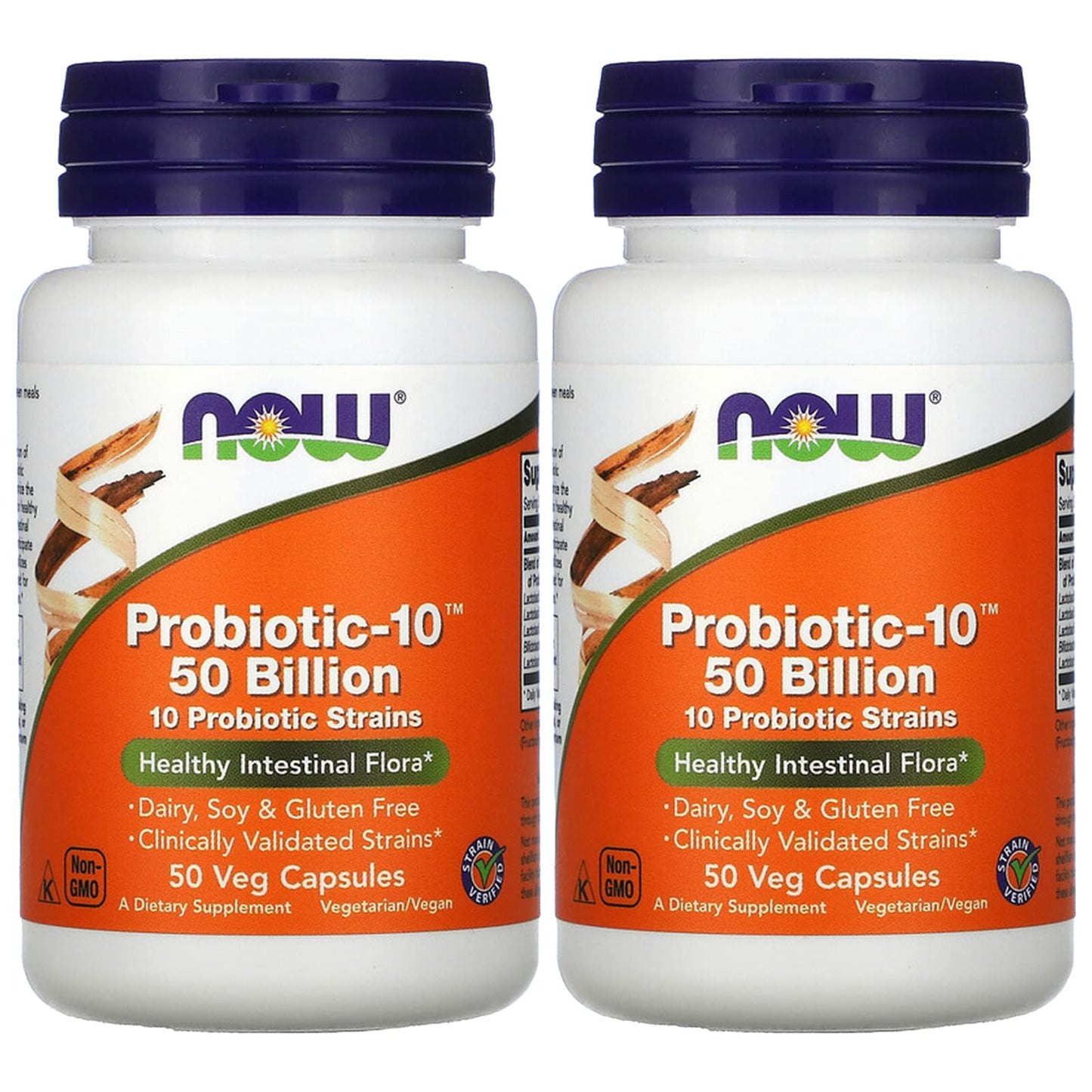 NOW Foods Probiotic10 50 Billion – 50 VegCaps, Pack of 2 | Probiotic Supplement