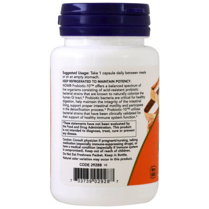 NOW Foods Probiotic10 50 Billion – 50 VegCaps, Pack of 2 | Probiotic Supplement
