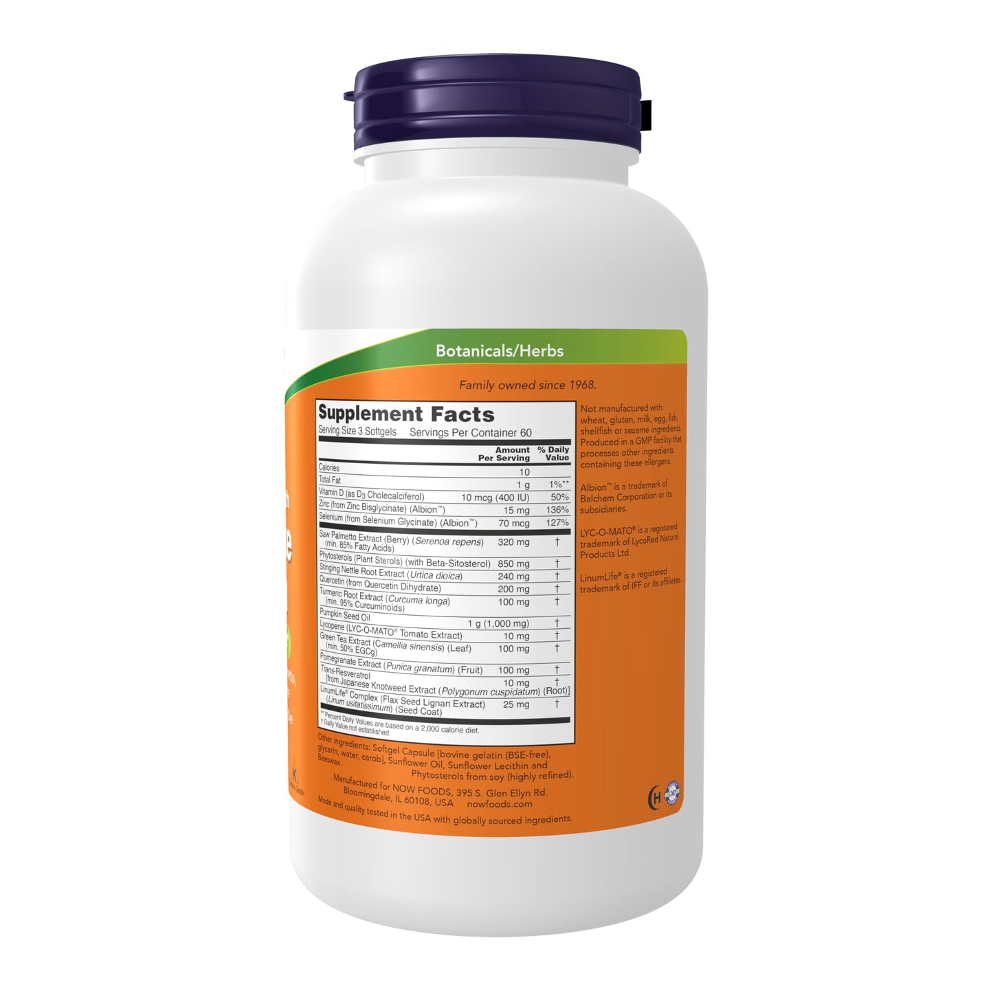 NOW Foods Clinical Strength Prostate Health - Saw Palmetto, Beta-Sitosterol & Lycopene, 180 Softgels