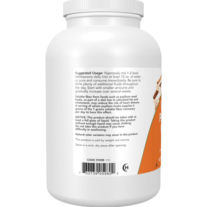 NOW Foods Whole Psyllium Husk Granule - Non-GMO Project Verified, Soluble Fiber, 12-Ounce