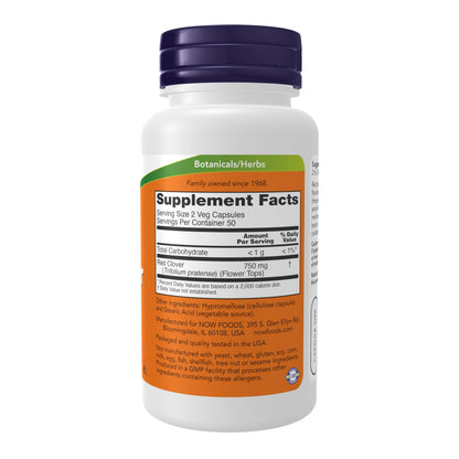 NOW Foods Red Clover (Trifolium pratense) 375 mg – Herbal Supplement, 100 Veg Capsules