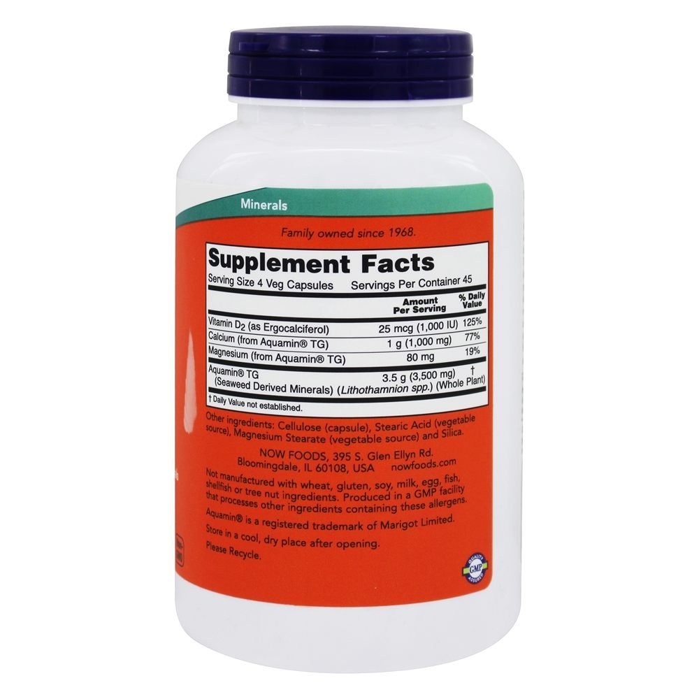 NOW Foods Red Mineral Algae Calcium - 180 Vegetarian Capsules