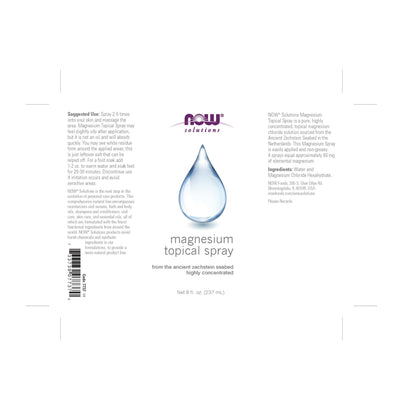 NOW Foods Solutions Magnesium Topical Spray – Zechstein Seabed, 8 Fl Oz