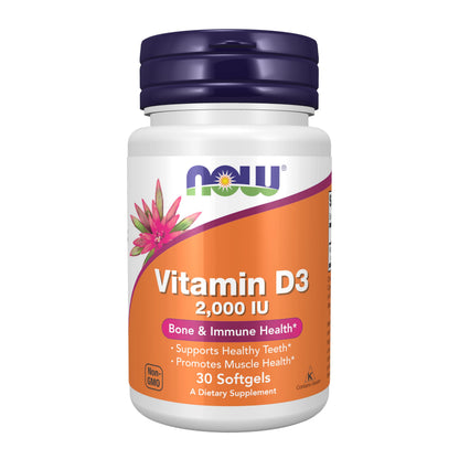 NOW Foods Vitamin D-3 2000 IU Softgels – High Potency, Immune & Bone Support
