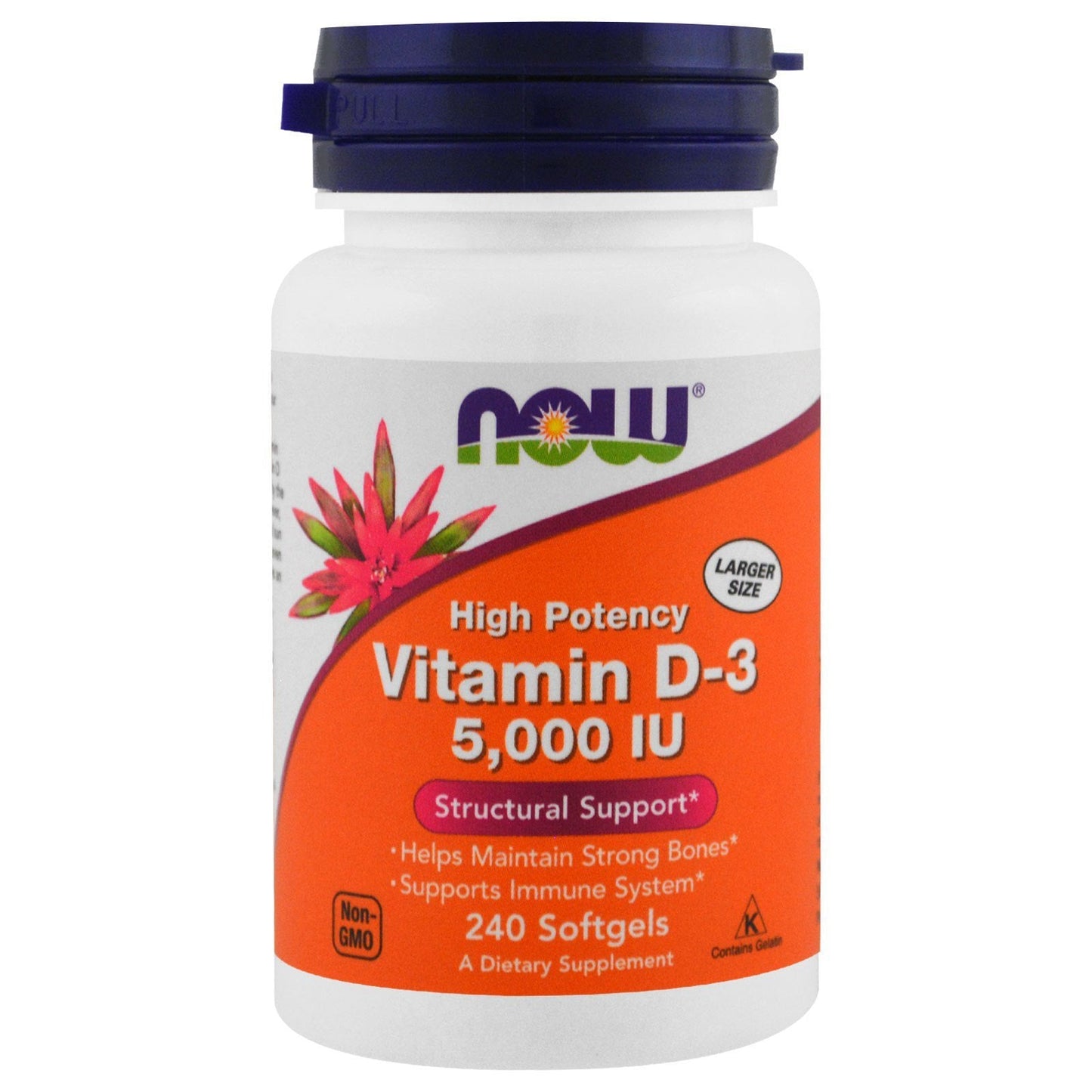 NOW Foods Vitamin D-3 5,000 IU Softgels - High Potency, 4-Pack | Supports Bones & Immune Health