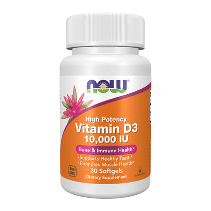 NOW Foods Vitamin D-3 10,000 IU Softgels – Highest Potency (30 Softgels)