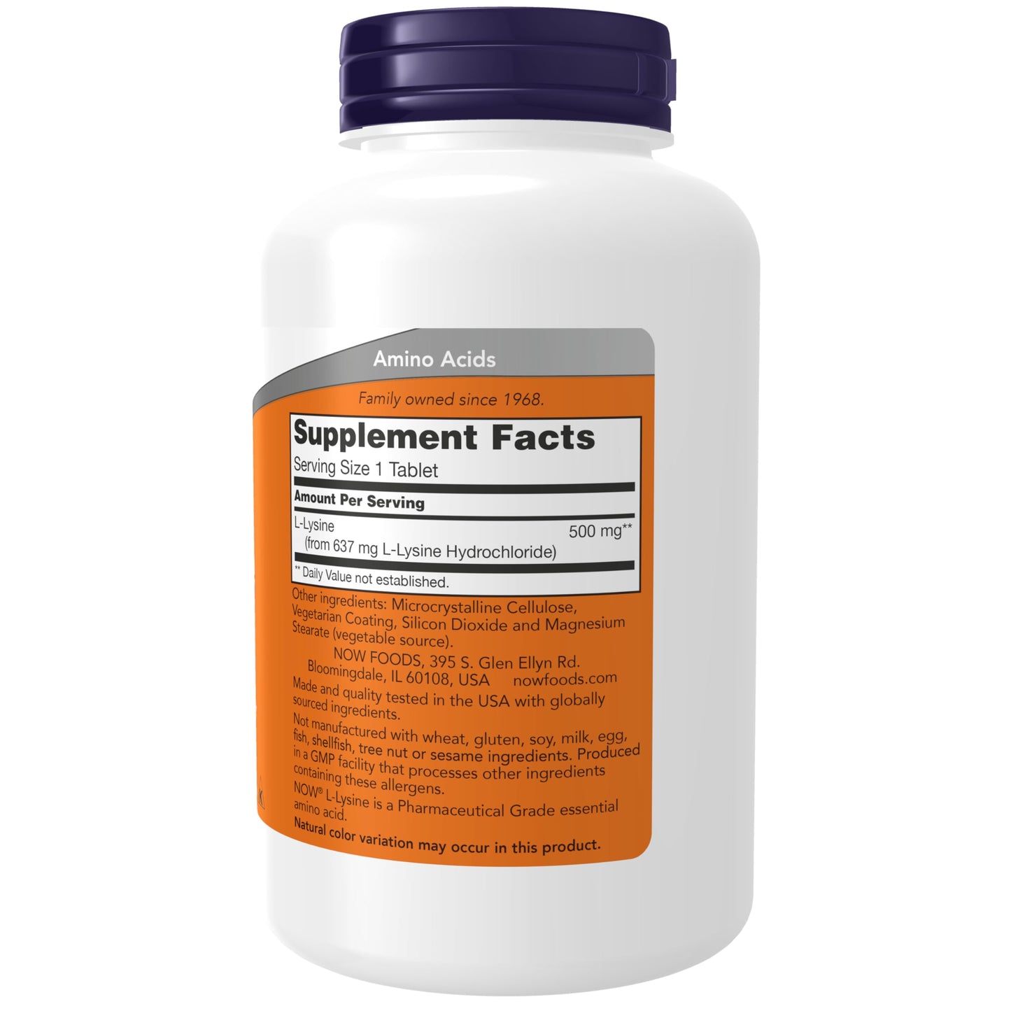 NOW Supplements L-Lysine (L-Lysine Hydrochloride) 500 mg – 250 Tablets | Amino Acid