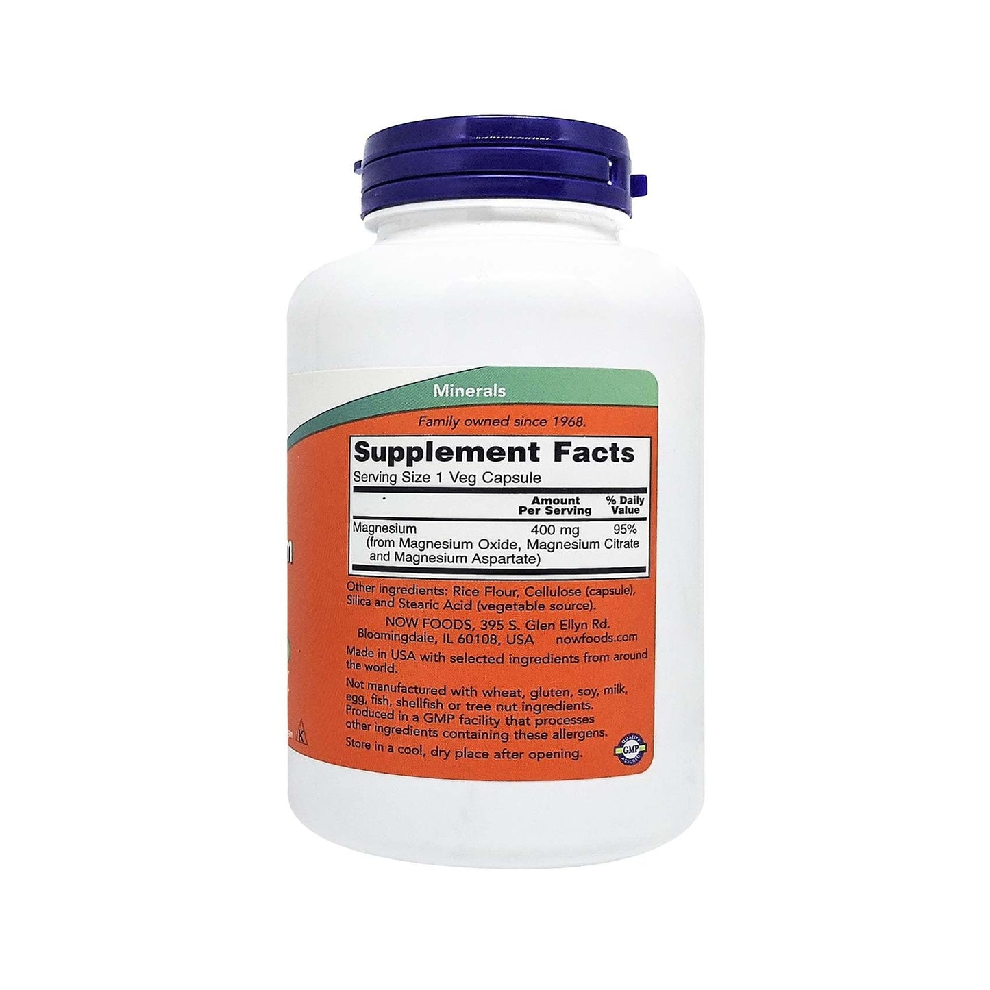 NOW Magnesium 400mg - 180 Veg Capsules | Supports Energy Production