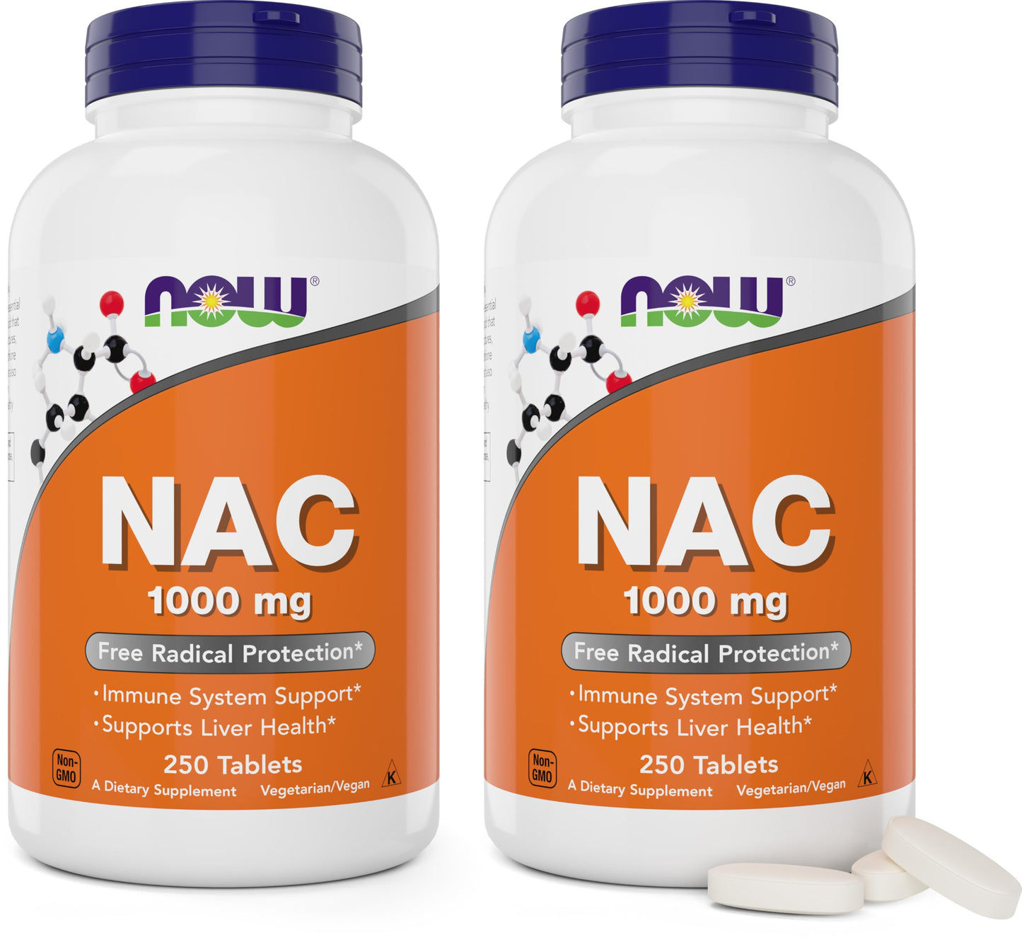 NOW Foods NAC 1,000 mg – 250 Tablets (Pack of 2) | Vegetarian, Non-GMO