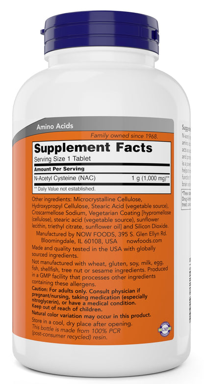 NOW Foods NAC 1,000 mg – 250 Tablets (Pack of 2) | Vegetarian, Non-GMO