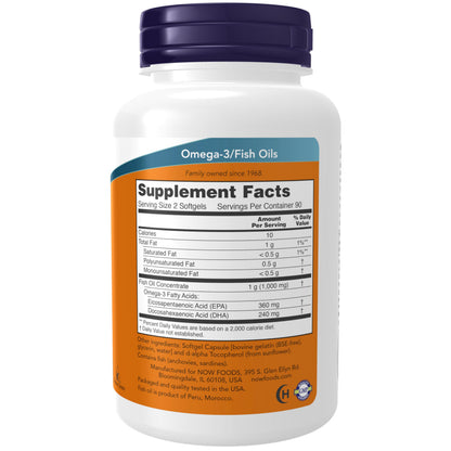 NOW Supplements Omega-3 Mini Gels - 180 EPA/120 DHA, Molecularly Distilled, Cardiovascular Support*, 180 Softgels