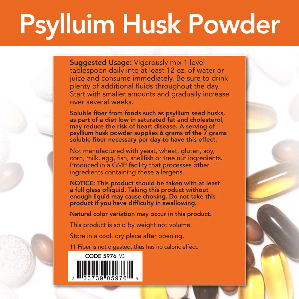 NOW Psyllium Husk Powder 12-Pound - Soluble Fiber for Digestive Health
