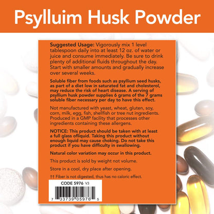 NOW Psyllium Husk Powder 12-Pound - Soluble Fiber for Digestive Health