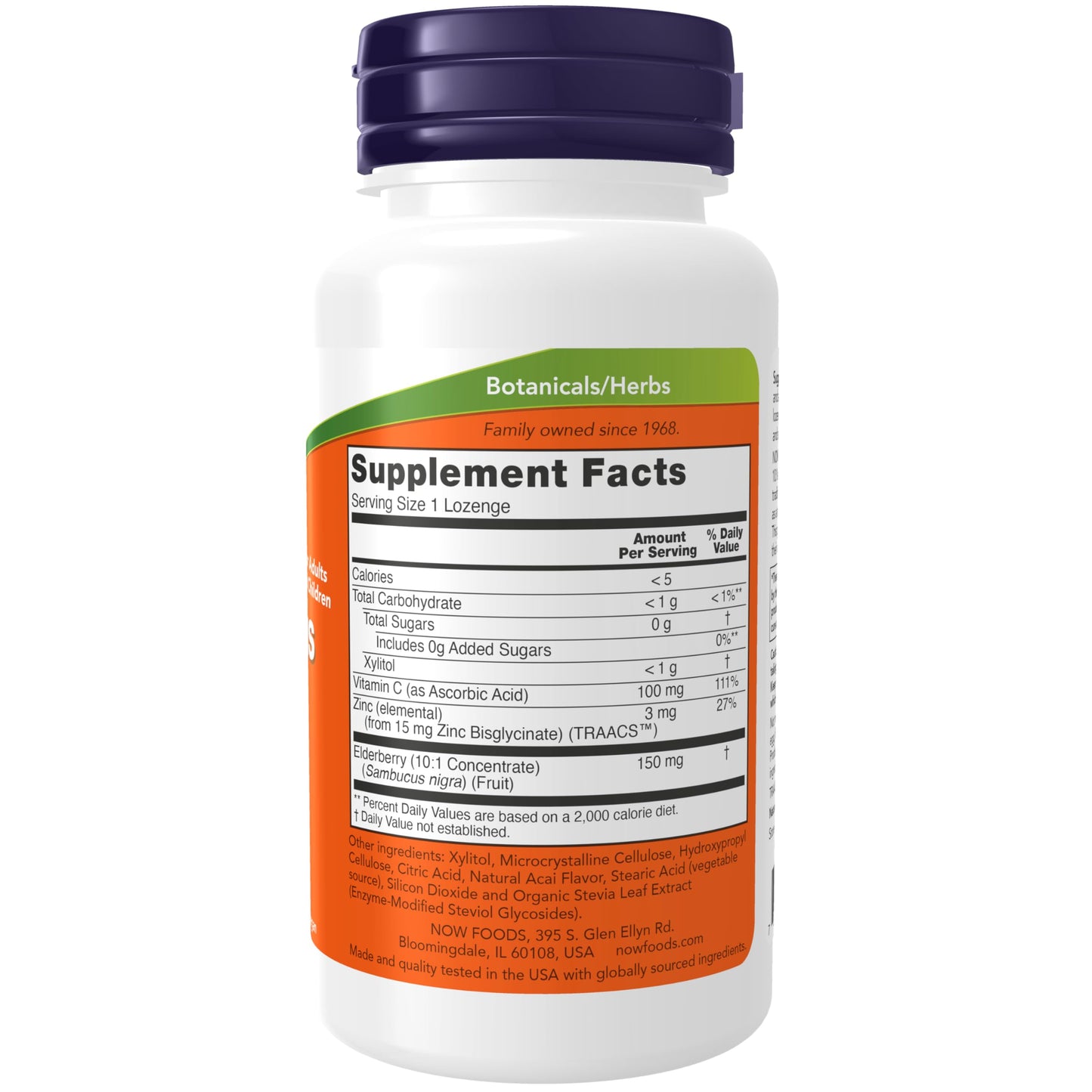 NOW Foods Sambucus Zinc-C Lozenges with Elderberry Concentrate & Vitamin C