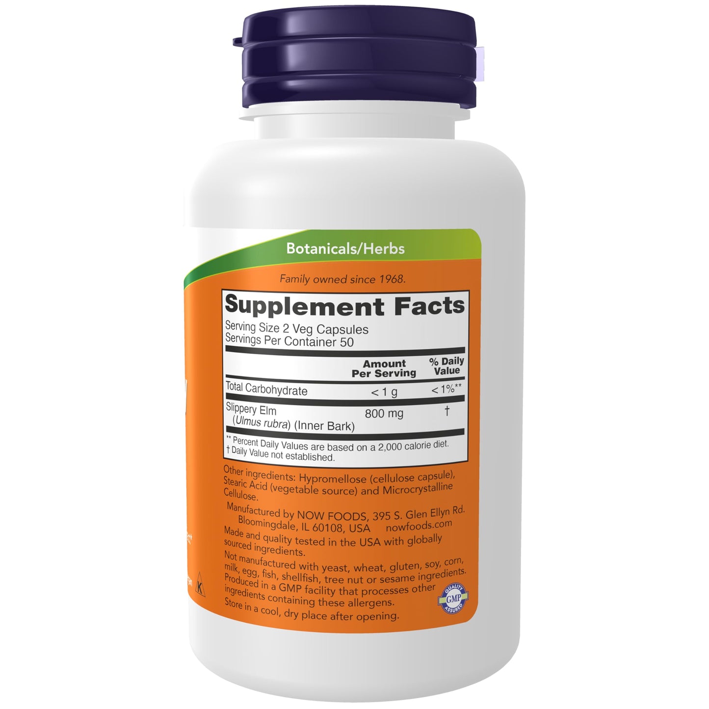 NOW Supplements Slippery Elm 400 mg | Herbal GI Support | 100 Veg Capsules