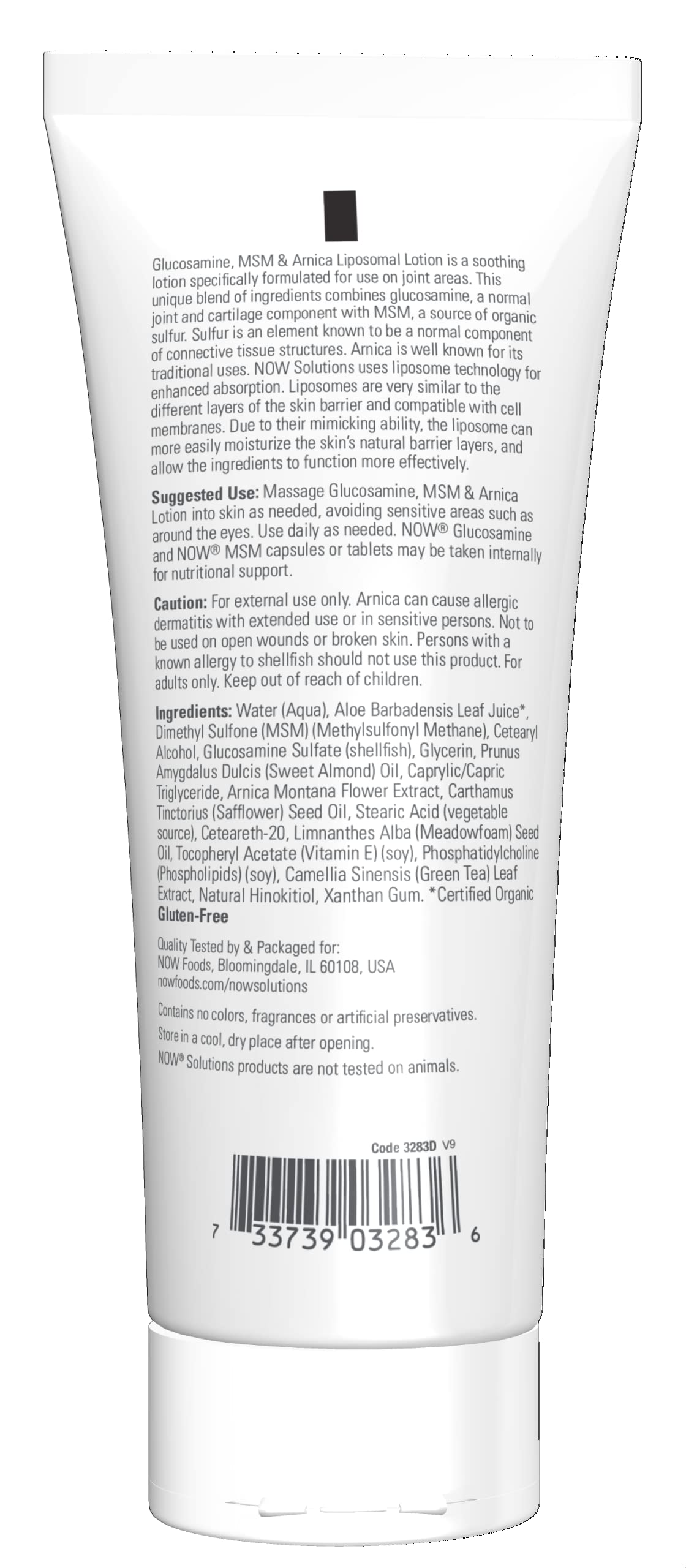 NOW Foods Solutions Glucosamine, MSM & Arnica Liposomal Lotion for Joint Areas, 8 oz