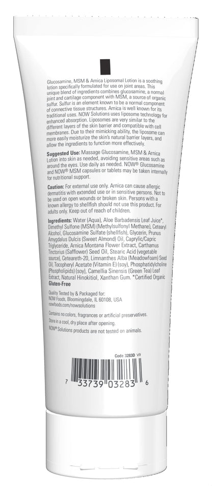 NOW Foods Solutions Glucosamine, MSM & Arnica Liposomal Lotion for Joint Areas, 8 oz