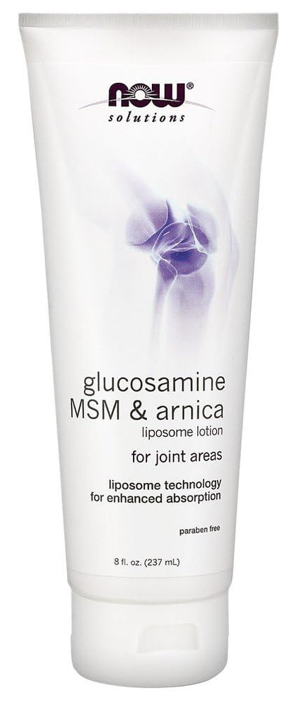 NOW Foods Solutions Glucosamine, MSM & Arnica Liposomal Lotion for Joint Areas, 8 oz